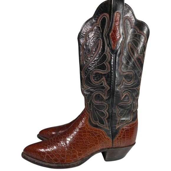 VTG El Dorado Alligator Cowboy Boots Womens Sz 8.5 Handmade Exotic Embroidered - Picture 3 of 8